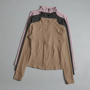 Women Zip Fitness Yoga Shirt Long Sleeve