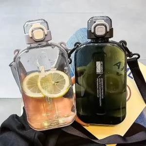Flat Square Transparent Water Bottle Portable