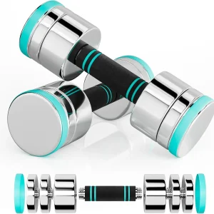 Steel Dumbbells Ultracompact & Adjustable Chrome Dumbbell with Foam Handles
