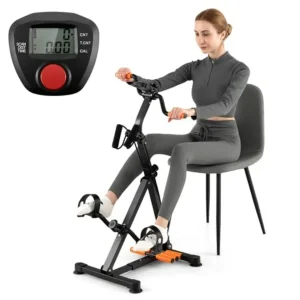 Pedal Exercise Bike Dual Workout Bike with LCD Monitor Massage Roller